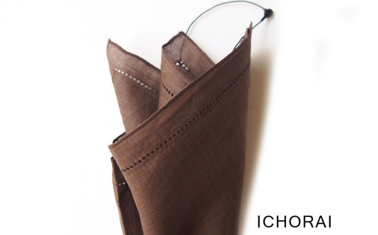 イコライ｜ICHORAI｜リネンポケットチーフ｜ブラウンイメージ01