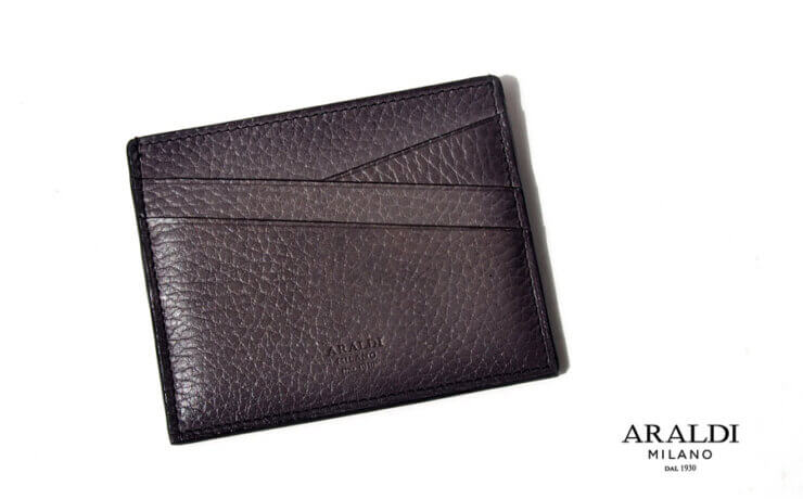 アラルディ｜ARALDI 1930｜両面カードケース｜型押しグレイ×レッド　※訳あり／デッドストックイメージ01