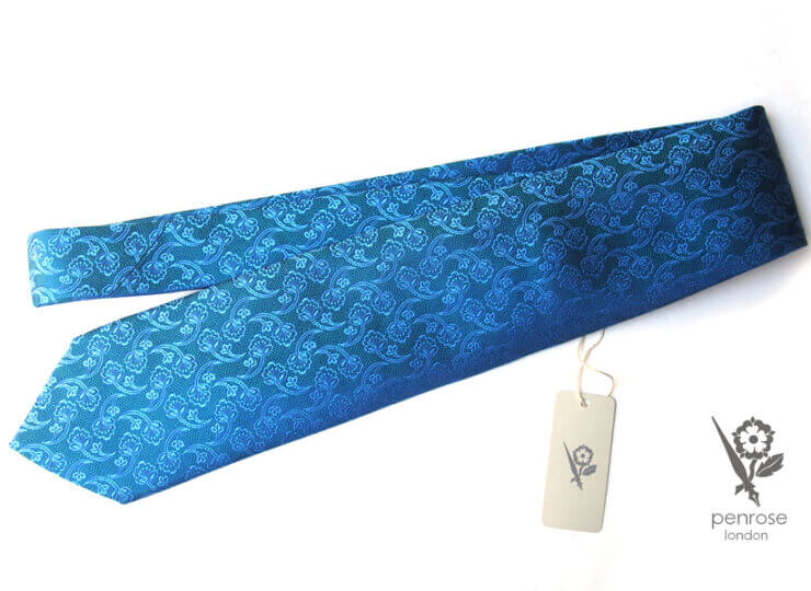 ペンローズ ロンドン｜penrose london｜フラワー柄シルクネクタイ｜グリーン×ブルーイメージ01