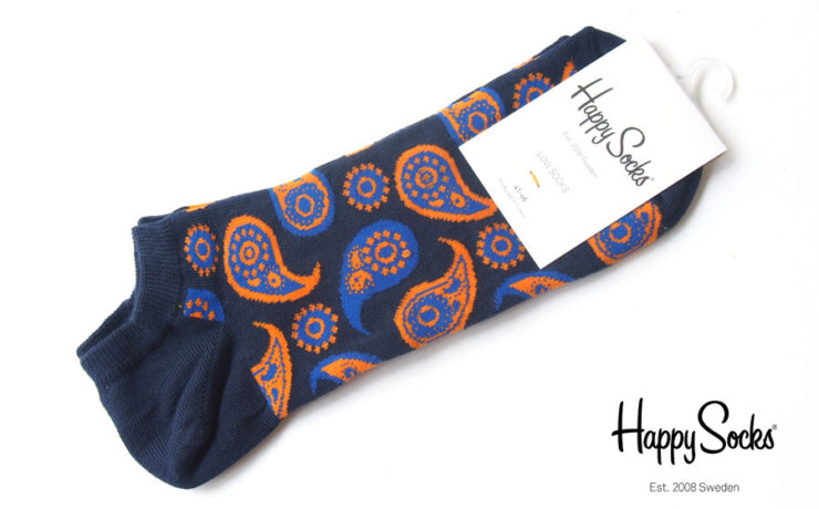 ハッピーソックス｜happy socks｜ショート丈スニーカーソックス｜ペイズリー柄ソックス｜ネイビー｜10124017イメージ01
