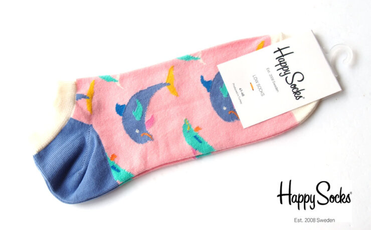 ハッピーソックス｜happy socks｜ショート丈スニーカーソックス｜ドルフィン柄ソックス｜ピンク｜10124020イメージ01