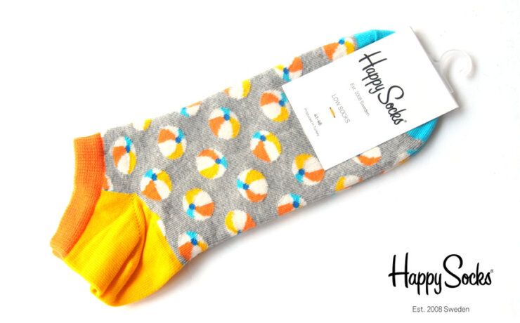 ハッピーソックス｜happy socks｜ショート丈スニーカーソックス｜紙風船柄ソックス｜グレイ｜10124021イメージ01