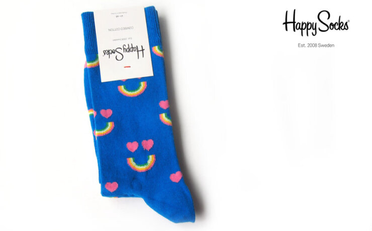 ハッピーソックス｜happy socks｜クルー丈カジュアルソックス｜Happy Rainbow Sock｜10117078｜ブルーイメージ01