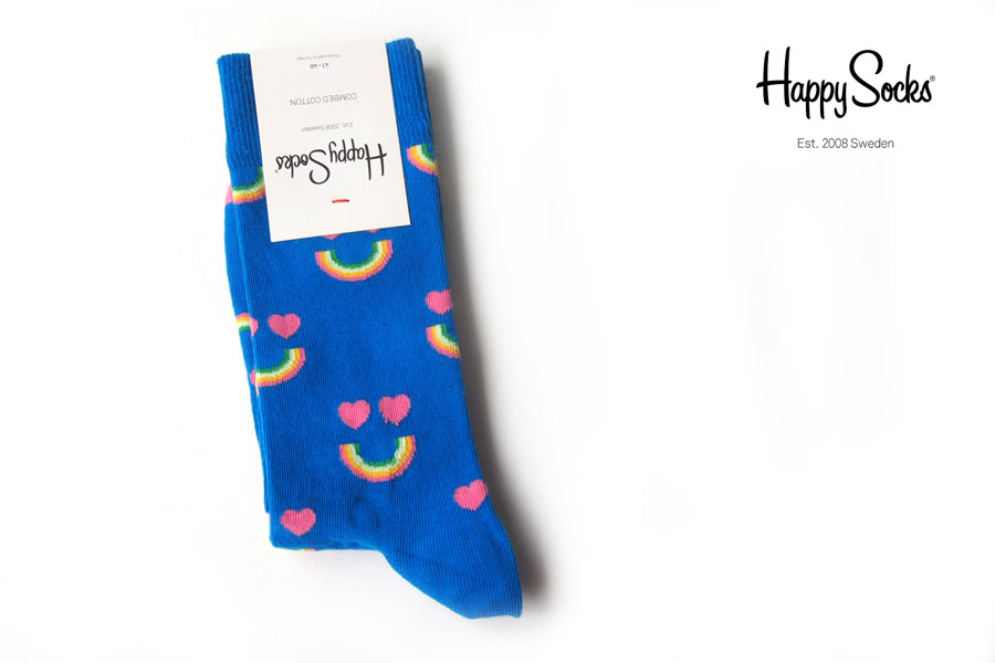 ハッピーソックス｜happy socks｜クルー丈カジュアルソックス｜Happy Rainbow Sock｜10117078｜ブルーイメージ01