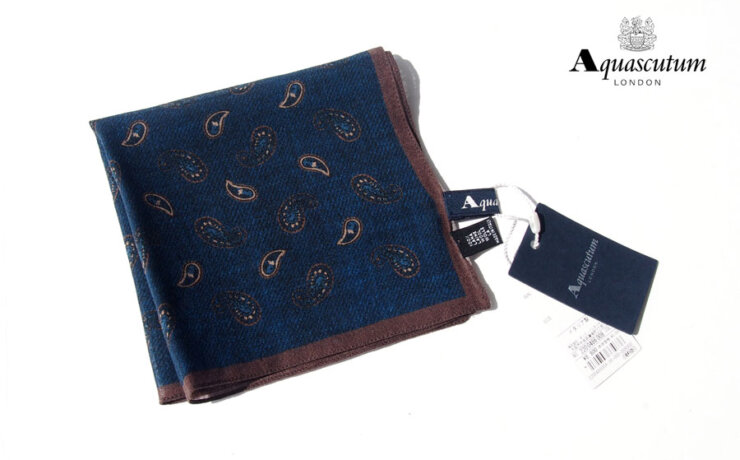 アクアスキュータム｜Aquascutum｜ペイズリー柄ウールポケットチーフイメージ01