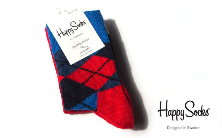 ハッピーソックス｜happy socks｜キッズ用クルー丈ソックス2足セット｜アーガイル柄・ギター柄ソックス｜4-6歳用イメージ01