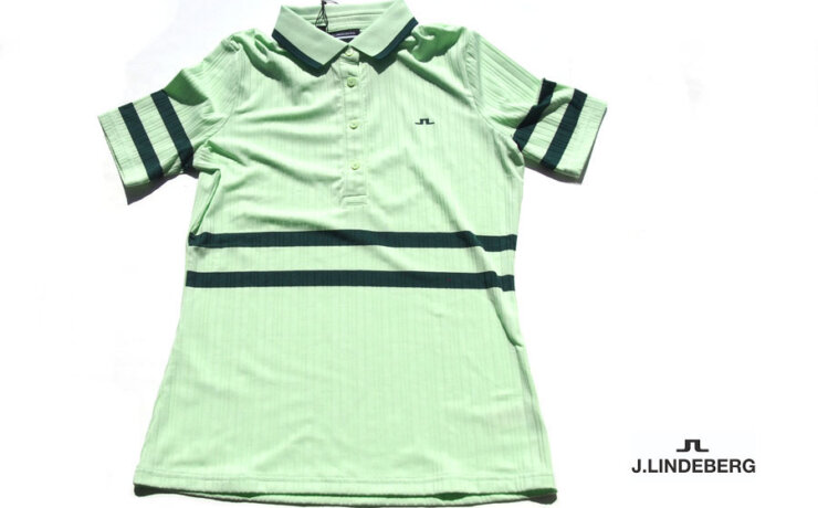 ジェイリンドバーグ｜J.LINDEBERG｜レディース｜リブジャージーストライプ半袖ポロシャツ｜SS23サンプル品｜訳あり｜Moira Rib Jersey Stripe Short Sleeve Polo｜38イメージ01