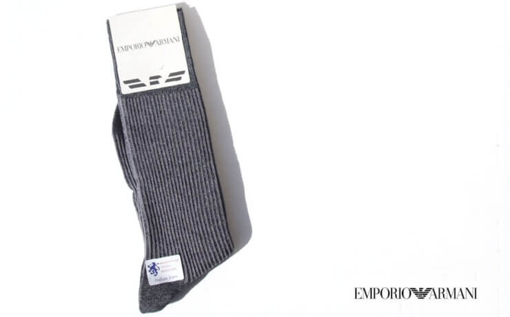 エンポリオアルマーニ｜EMPORIO ARMANI｜クルー丈リブソックス｜グレイイメージ01
