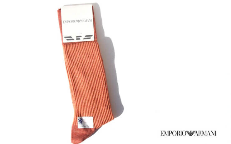 エンポリオアルマーニ｜EMPORIO ARMANI｜クルー丈リブソックス｜オレンジイメージ01