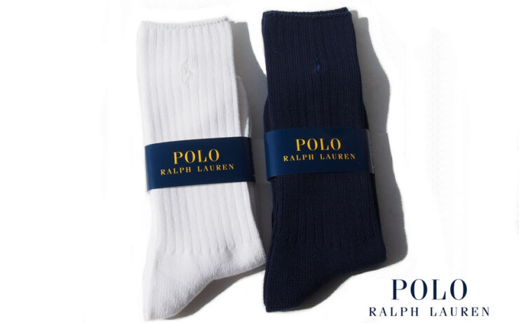 ポロ　ラルフローレン｜POLO　Ralph Lauren｜クルー丈リブソックス2足セット｜ホワイト・ネイビーイメージ01