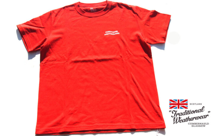 トラディショナルウェザーウェア｜Traditional Weatherwear｜WAVEロゴTシャツ｜WAVE LOGO T-SHIRTS｜レッド｜XS　※サンプル品（洗濯タグなし）イメージ01