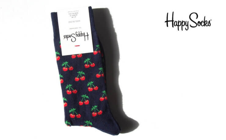 ハッピーソックス｜happy socks｜クルー丈ウールブレンドカジュアルソックス｜さくらんぼ柄｜Cherryイメージ01