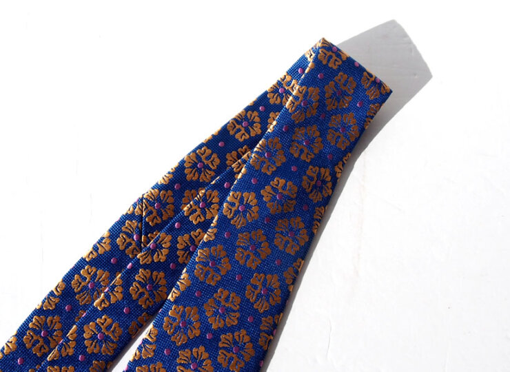 ペンローズ ロンドン｜penrose london｜フラワー柄シルクネクタイ｜ブルー×イエローイメージ02