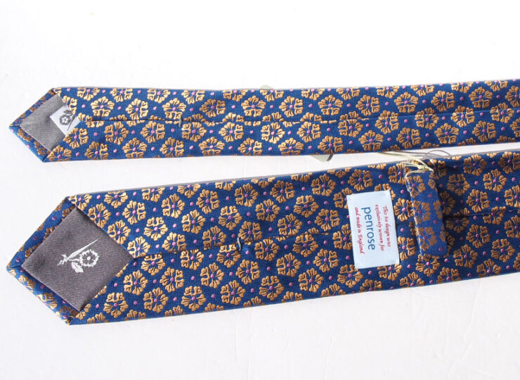 ペンローズ ロンドン｜penrose london｜フラワー柄シルクネクタイ｜ブルー×イエローイメージ04