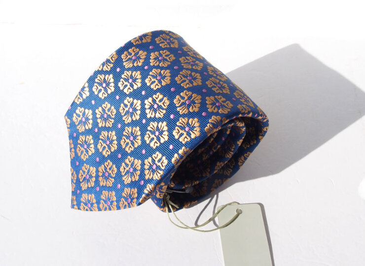 ペンローズ ロンドン｜penrose london｜フラワー柄シルクネクタイ｜ブルー×イエローイメージ06