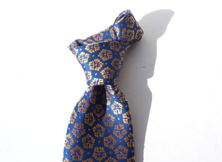 ペンローズ ロンドン｜penrose london｜フラワー柄シルクネクタイ｜ブルー×イエローイメージ07