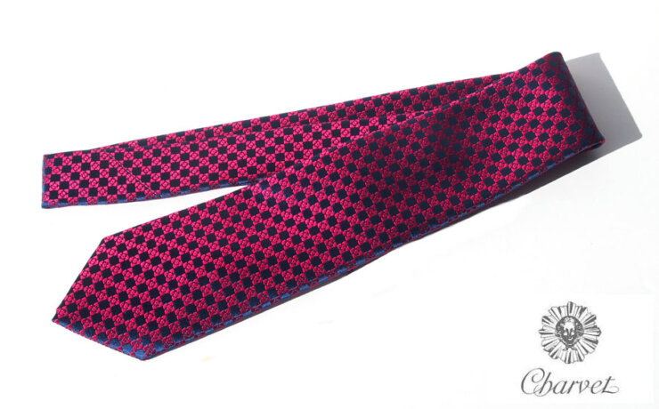 シャルベ｜CHARVET｜シルク総柄ネクタイ｜ネイビー×レッドイメージ01