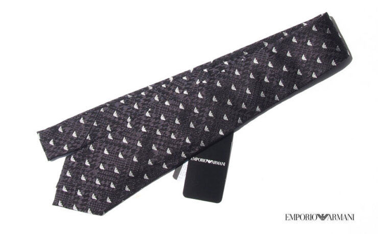 エンポリオアルマーニ｜EMPORIO ARMANI｜イーグルモチーフ×千鳥格子柄ジャガード織ネクタイイメージ01