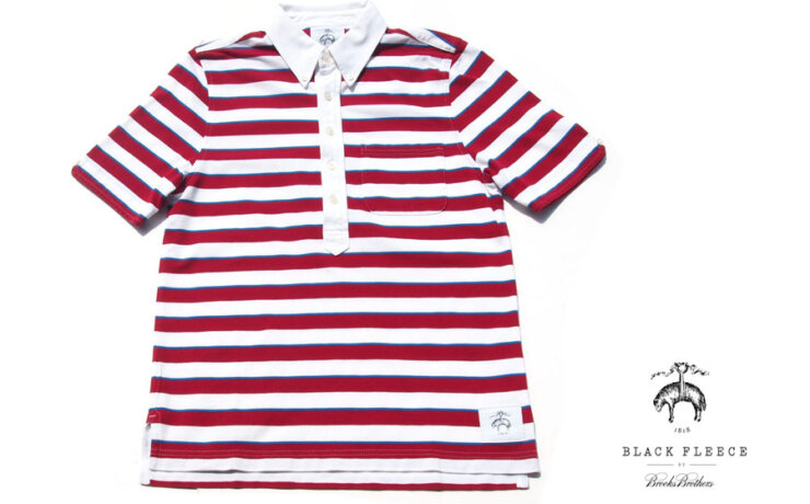 【中古】ブルックスブラザーズ　ブラックフリース｜Brooks Brothers｜ボーダー柄ボタンダウン鹿の子ポロシャツ｜BB1イメージ01
