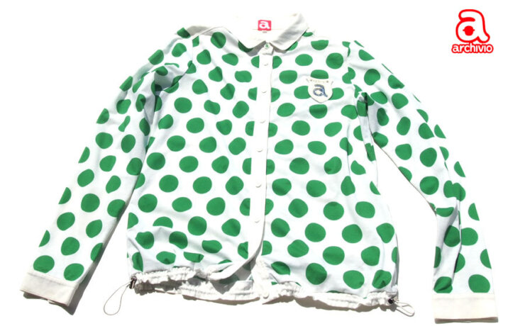 【中古】アルチビオ｜archivio｜ドット柄プリント長袖シャツ｜グリーン×ホワイト｜ 38イメージ01