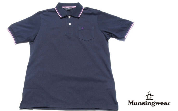 【中古】マンシングウェア｜Munsingwear｜刺繍入り ラインリブ鹿の子ポロシャツ｜Lイメージ01