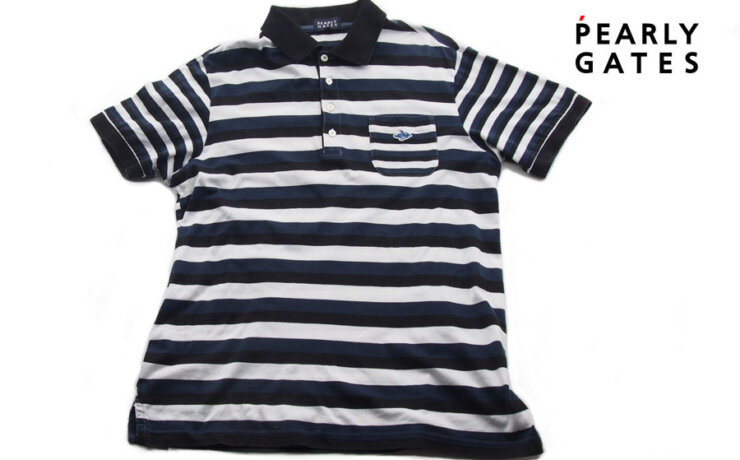 【中古】パーリーゲイツ｜pearly gates｜メンズ鹿の子ボーダーグラフィック半袖ポロシャツ｜6イメージ01