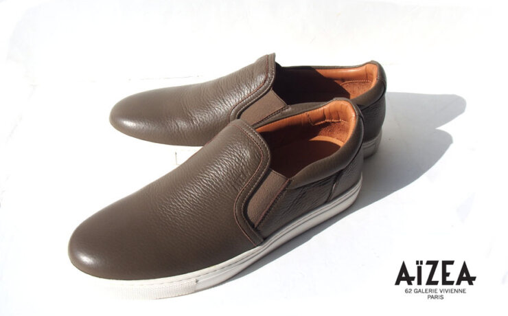 【中古】アイセア｜AIZEA｜トリヨンクレマンスレザースリッポン｜メンズ｜グレージュ｜41イメージ01
