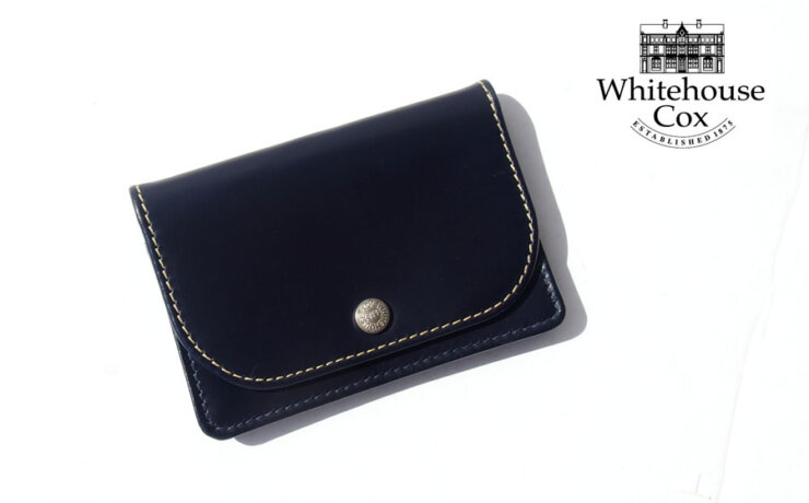 ホワイトハウスコックス｜WHITEHOUSE COX｜フラップ付き名刺入れ｜カードケース｜S1751｜NAME CARD CASE / BRIDLE｜01ホワイトステッチイメージ01