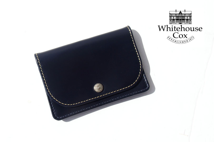 ホワイトハウスコックス｜WHITEHOUSE COX｜フラップ付き名刺入れ｜カードケース｜S1751｜NAME CARD CASE /  BRIDLE｜01ホワイトステッチ