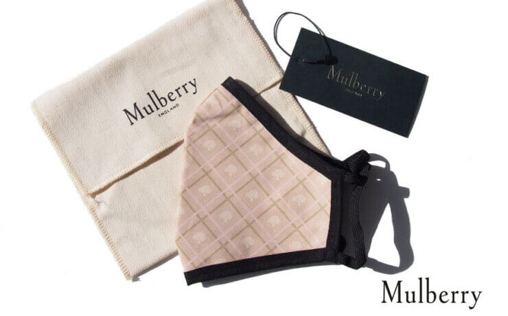 マルベリー｜MULBERRY｜ブランドロゴ×チェック柄マスク｜Mulberry Logo Print Face Cover｜Pinkイメージ01