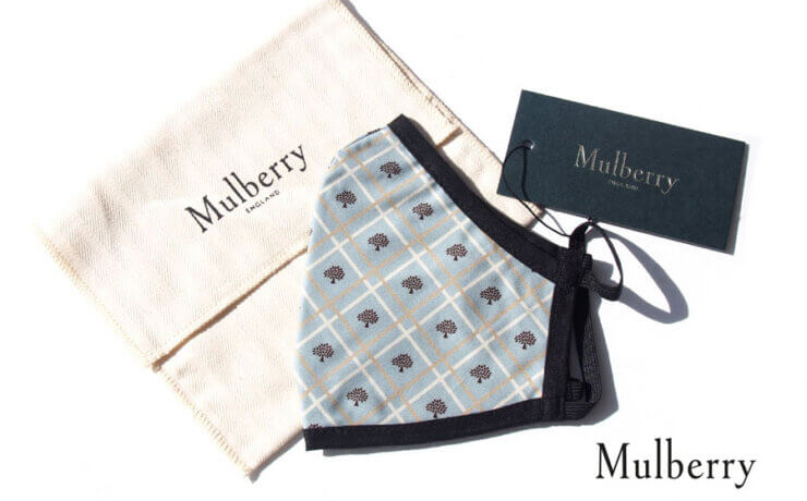 マルベリー｜MULBERRY｜ブランドロゴ×チェック柄マスク｜Mulberry Logo Print Face Cover｜Blueイメージ01