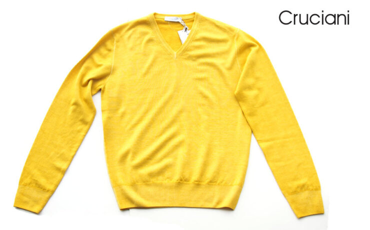 クルチアーニ｜Cruciani｜メンズVネックウールニットプルオーバー｜48｜イエローイメージ01