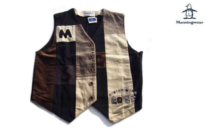 マンシングウェア｜Munsingwear｜Grand Slam｜メンズパッチワーク風ヴィンテージベスト｜Lイメージ01