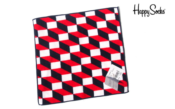 ハッピーソックス｜happy socks｜デザインハンドタオル｜OPTIC SQUARE柄｜Design Hand Towel｜トリコロールイメージ01