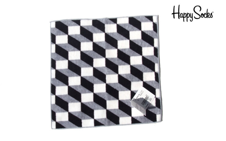 ハッピーソックス｜happy socks｜デザインハンドタオル｜OPTIC SQUARE柄｜Design Hand Towel｜モノトーンイメージ01