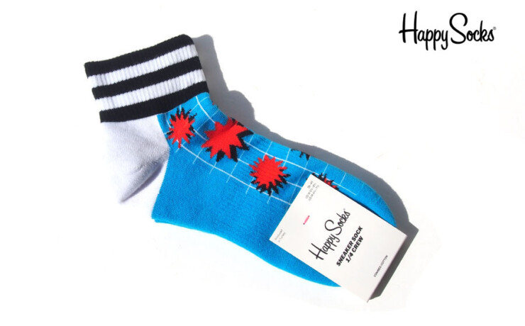 ハッピーソックス｜happy socks｜クルー丈スニーカーソックス｜Blue Explosion 1/4 Crew Sock｜36-40イメージ01