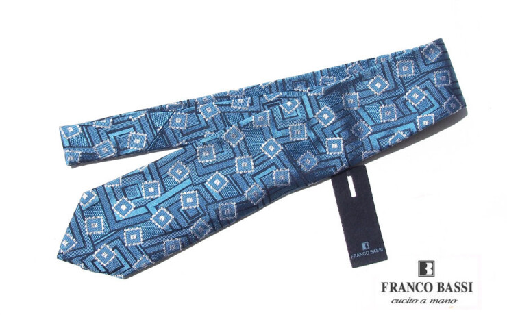フランコバッシ｜Franco Bassi｜スクエア柄シルクネクタイ｜BLUE BIANCO Collectionイメージ01