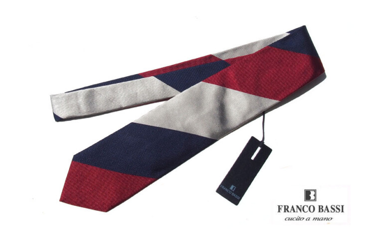 フランコバッシ｜Franco Bassi｜ワイドレジメンタルシルクネクタイ｜BLUE＆BROWN Collection｜トリコロールイメージ01