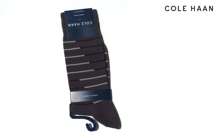 コールハーン｜cole haan｜クルー丈ドレスソックス　ブロークン ストライプ｜BRK STR DRESS CRW｜DARK GREYイメージ01