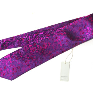 ペンローズ ロンドン｜penrose london｜フラワー柄シルクネクタイ｜08｜パープルベース×ピンクジャガードイメージ01