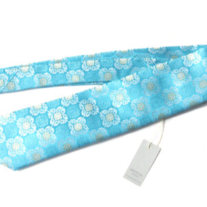 ペンローズ ロンドン｜penrose london｜フラワー柄シルクネクタイ｜11｜ターコイズブルーベース×シルバー＆イエローゴールドジャガードイメージ01