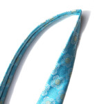 ペンローズ ロンドン｜penrose london｜フラワー柄シルクネクタイ｜11｜ターコイズブルーベース×シルバー＆イエローゴールドジャガードイメージ02