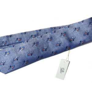 ペンローズ ロンドン｜penrose london｜フラワー柄シルクネクタイ｜12｜ブルーベース×オレンジ＆ホワイトジャガードイメージ01