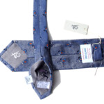 ペンローズ ロンドン｜penrose london｜フラワー柄シルクネクタイ｜12｜ブルーベース×オレンジ＆ホワイトジャガードイメージ05
