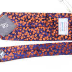 ペンローズ ロンドン｜penrose london｜フラワー柄シルクネクタイ｜14｜パープル＆ダークブルーベース×オレンジジャガードイメージ04