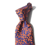 ペンローズ ロンドン｜penrose london｜フラワー柄シルクネクタイ｜14｜パープル＆ダークブルーベース×オレンジジャガードイメージ07