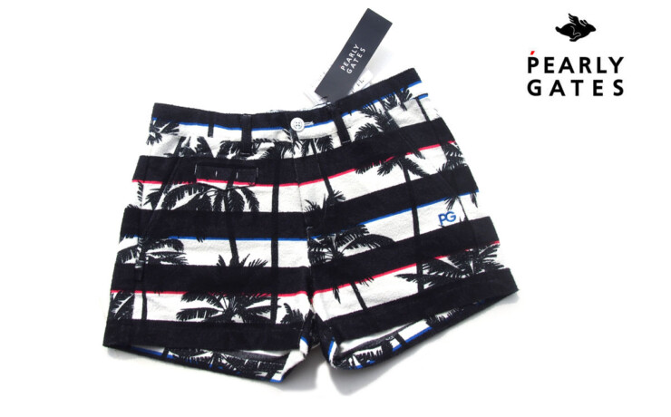 パーリーゲイツ｜pearly gates｜ヤシの木×ボーダー柄 パイルショートパンツ｜055-1232608｜レディースゴルフウェア｜1イメージ01