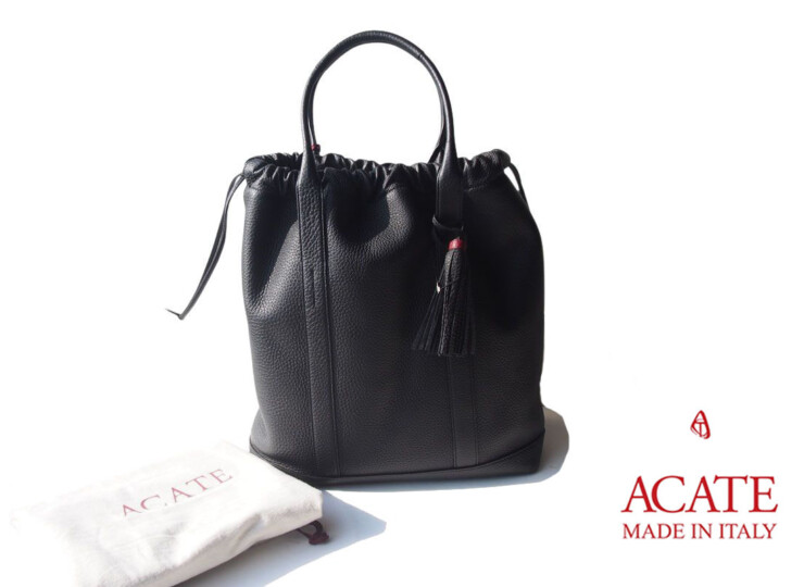 アカーテ｜ACATE｜カーフ シュリンクレザー ドローストリングバッグ｜BAMBINO バンビーノイメージ01