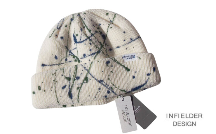 インフィールダーデザイン｜INFIELDER DESIGN｜ニットキャップ｜ニットビーニー｜PAINT KNIT CAP｜WHイメージ01