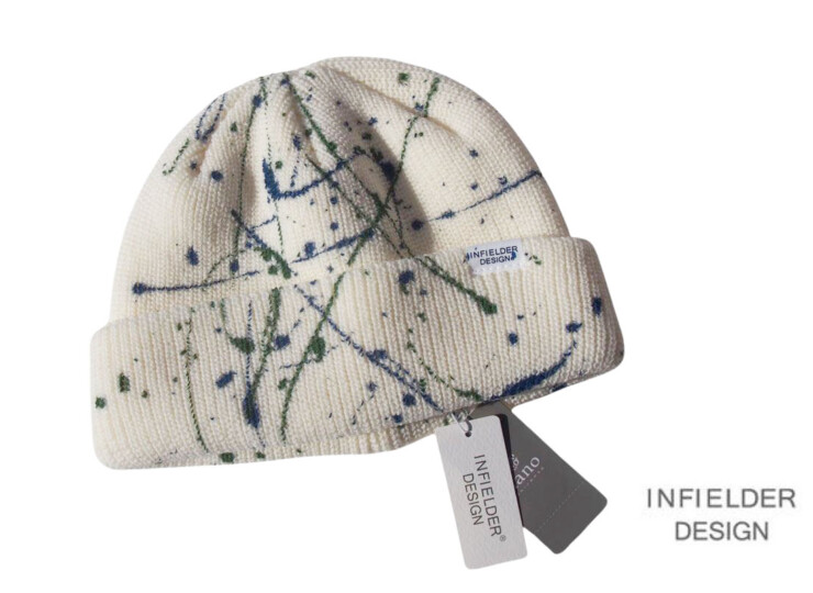 インフィールダーデザイン|INFIELDER DESIGN|ニットキャップ|ニットビーニー|PAINT KNIT CAP|WHイメージ01